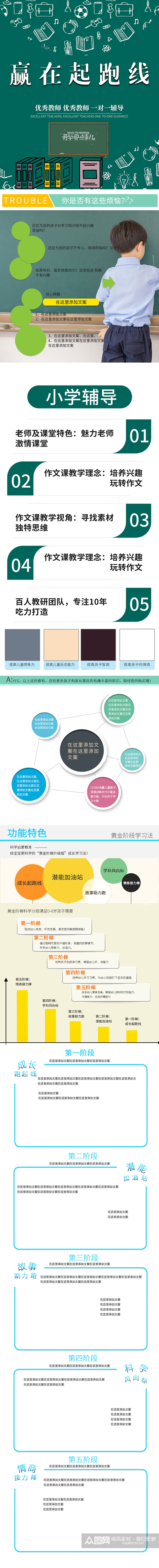 淘宝电商卡通教育学习辅导班兴趣班详情页素材