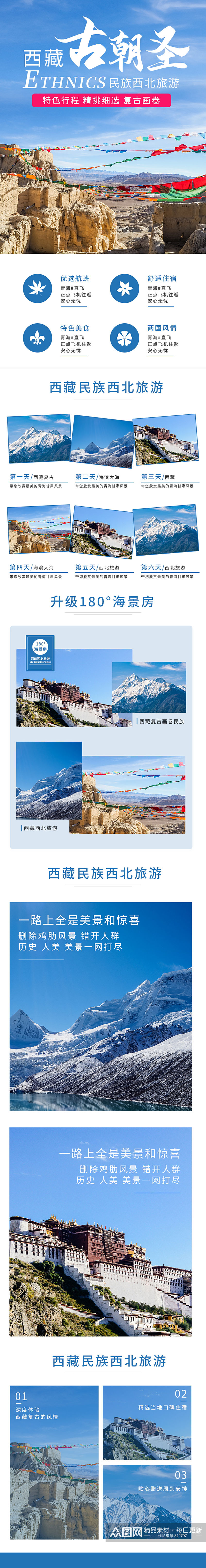 复古风西藏画卷民族西北旅游详情页素材