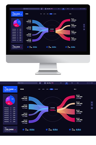 暗黑简约可视化数据销售金额页面