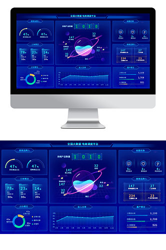 深色科技感可视化电商大数据智能平台网页