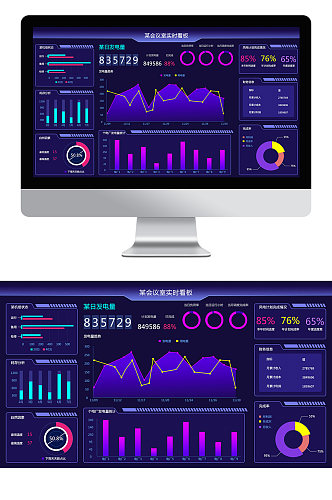 蓝色科技感数据展示大数据监控可视化平台