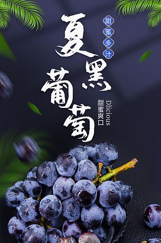 夏季黑葡萄水果青葡萄时令生鲜蔬果详情页