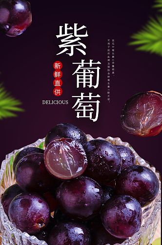 淘宝电商生鲜水果夏黑葡萄紫葡萄详情页