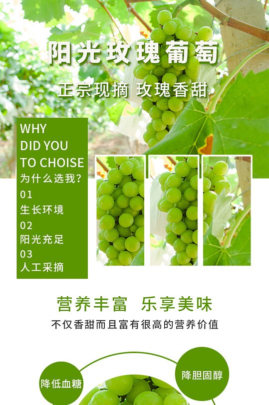 简约绿色阳光玫瑰葡萄详情页-众图网