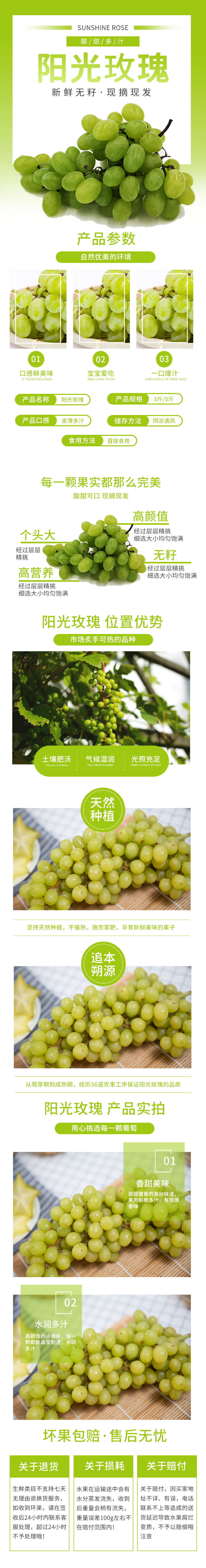 绿色简约阳光玫瑰葡萄详情页素材