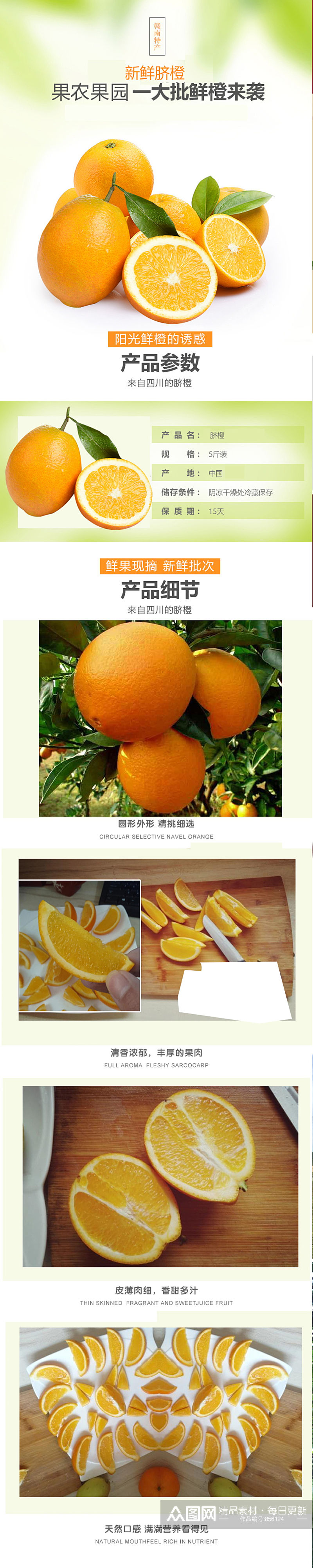 淘宝电商赣南橙柑橘橙子水果生鲜详情页素材