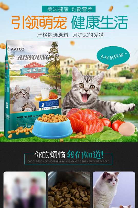 电商淘宝时尚简约宠物用品粮食猫粮详情页