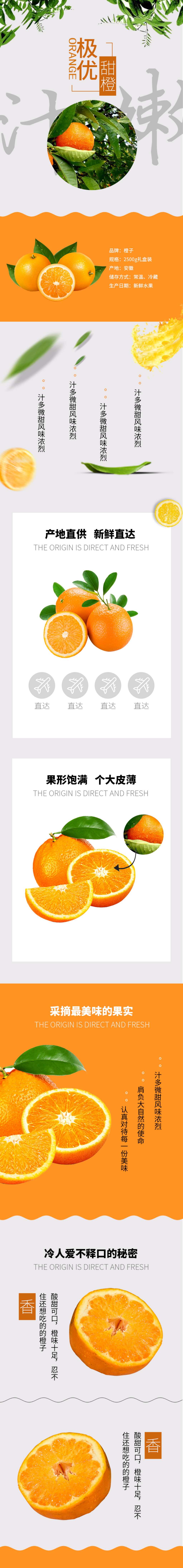清新时尚简约风格橙子水果详情页素材