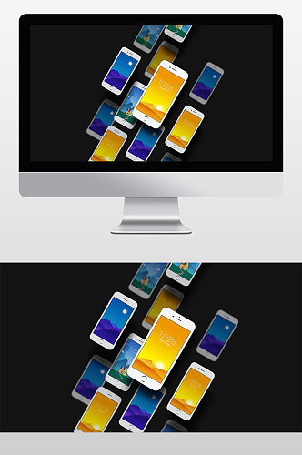 撞色蓝色手机端app展示电子产品样机