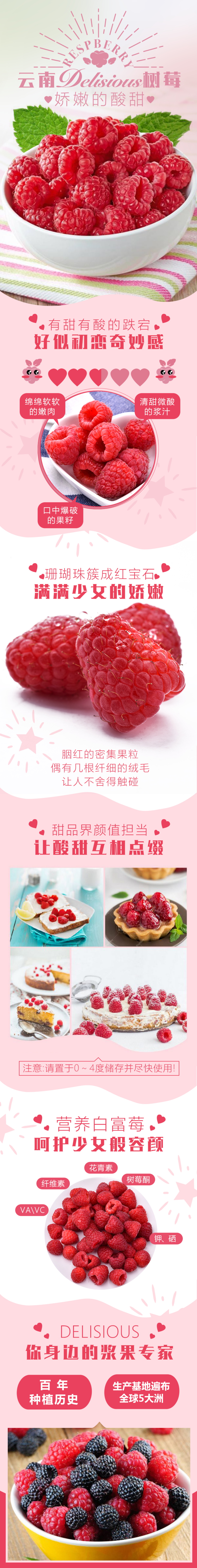 红色云南树莓淘宝详情页素材