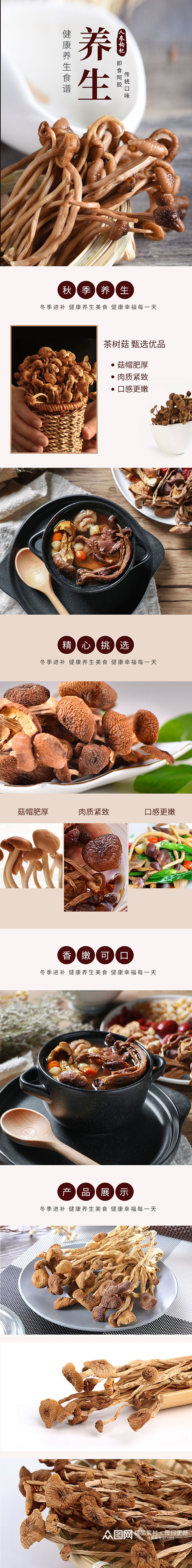 养生茶树菇香菇干货淘宝详情页素材