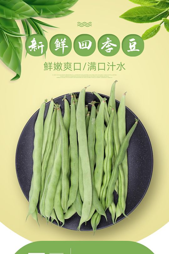 生鲜素材新鲜四季豆详情页设计素材