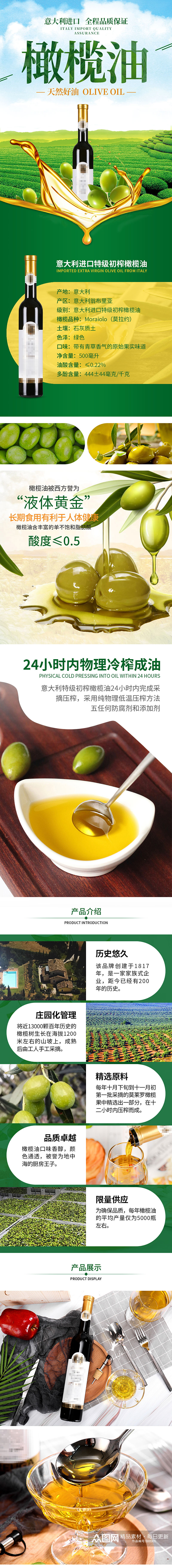 电商淘宝食品类进口橄榄油食用油详情页模板素材