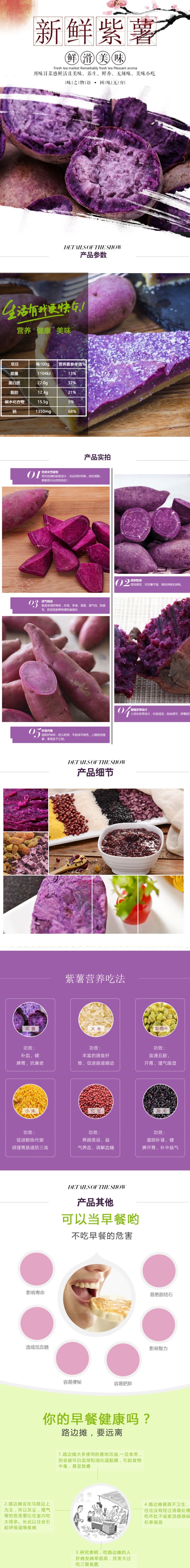 紫薯红薯详情页描述模板电商源文件素材