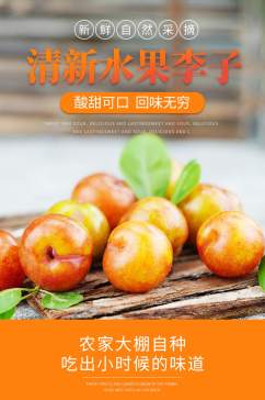 小清新清新水果李子香甜食品详情页