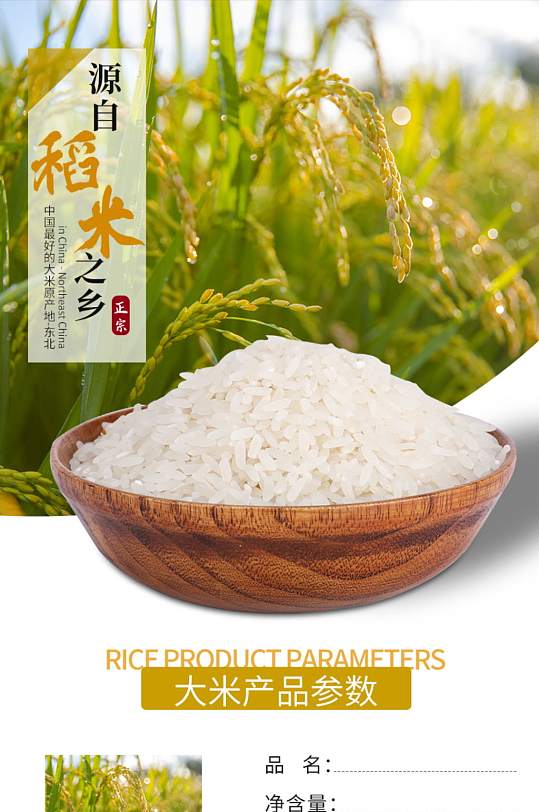 稻米之乡淘宝电商现代简约食品美食大米详情-众图网