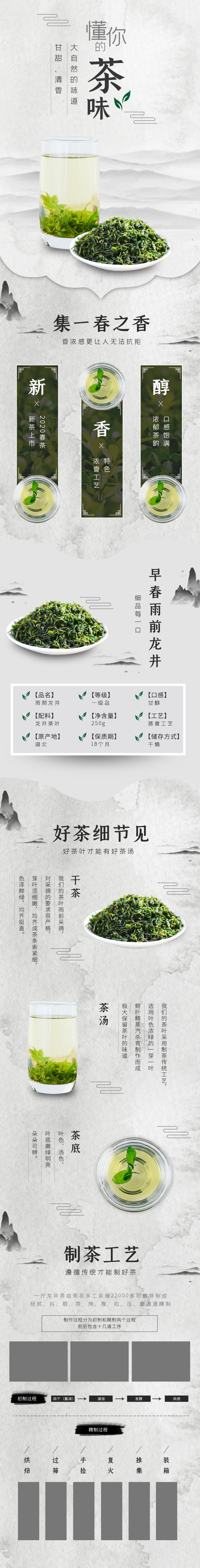 中国风古风新茶茶叶茶饮淘宝详情页素材