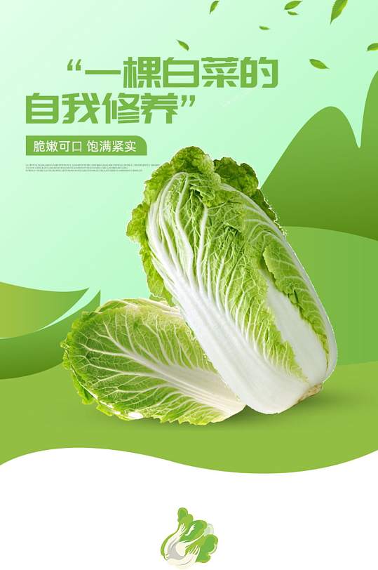 清新大气生蔬大白菜详情页设计素材
