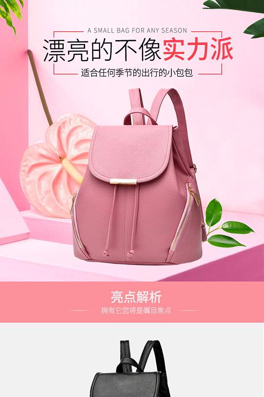 实力派女士双肩包女士包包详情页