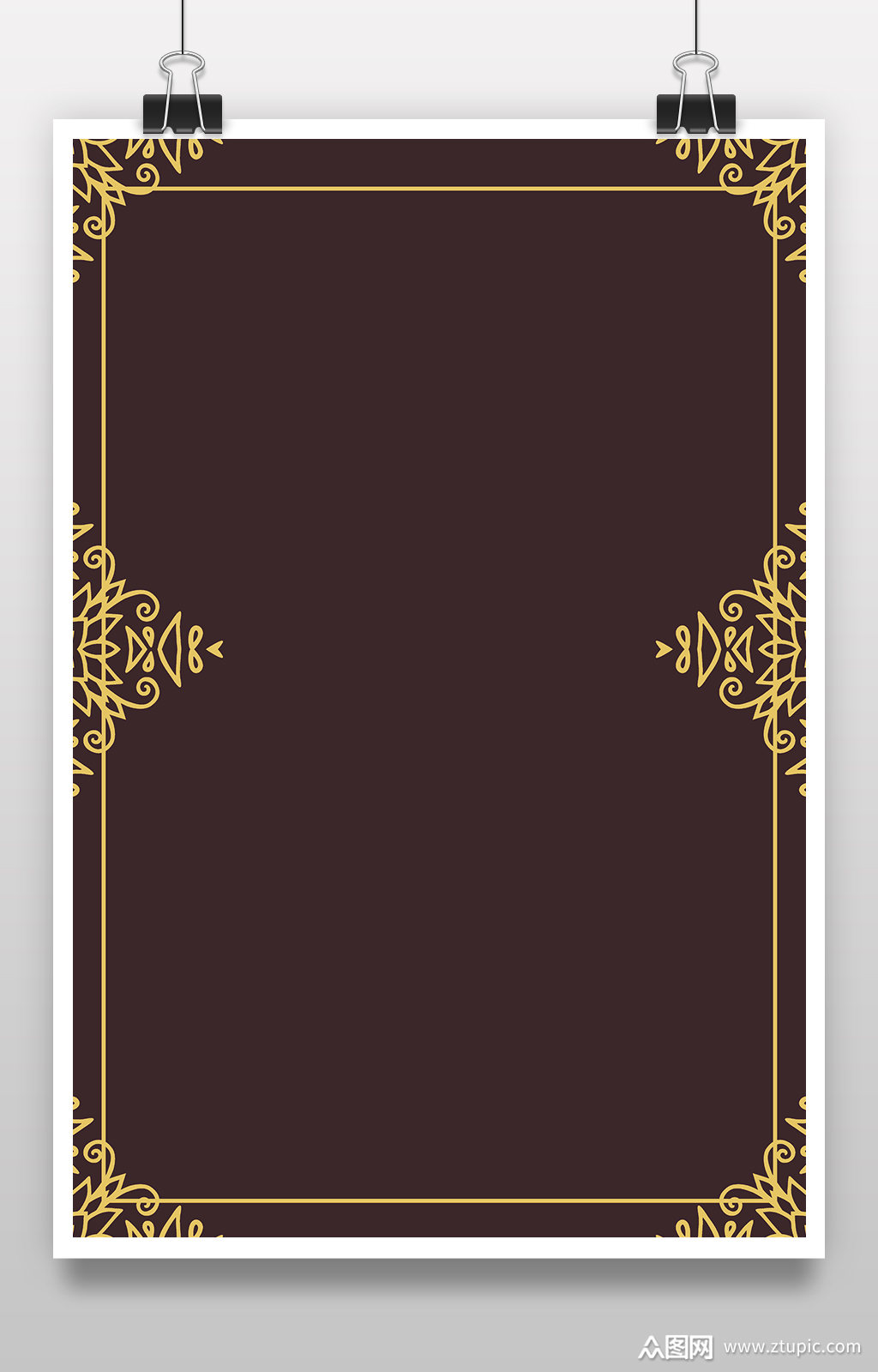 传统底纹花纹边框棕色素材矢量背景模板下载-编号896871-众图网
