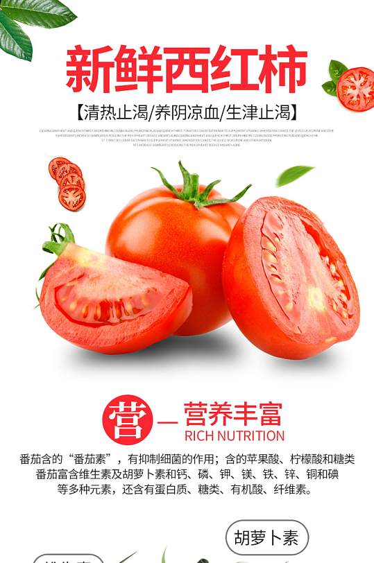 电商详情页简约清新果蔬西红柿番茄绿叶