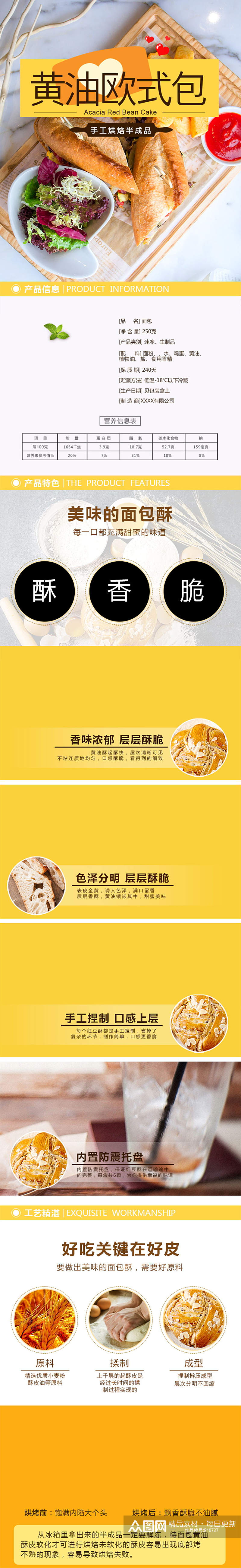 黄油欧式面包糕点促销淘宝详情页素材