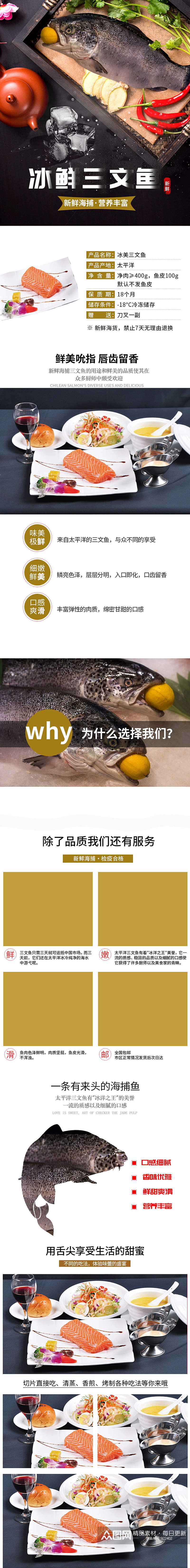 三文鱼鲤鱼鱼类详情页食品海鲜海货素材