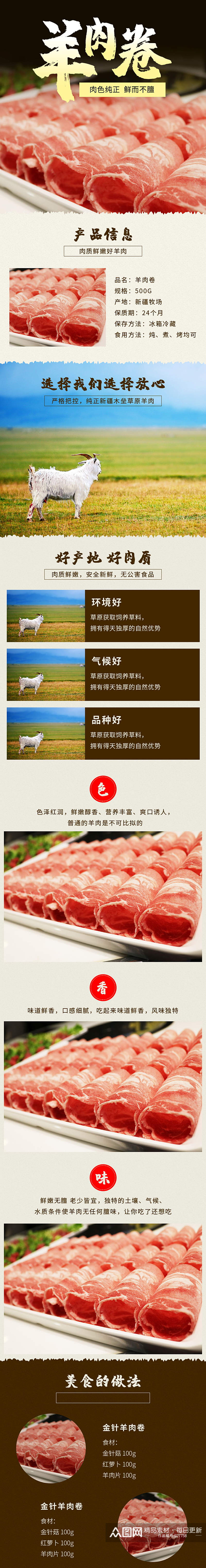 淘宝食品生鲜火锅猪肉牛肉羊肉卷详情素材