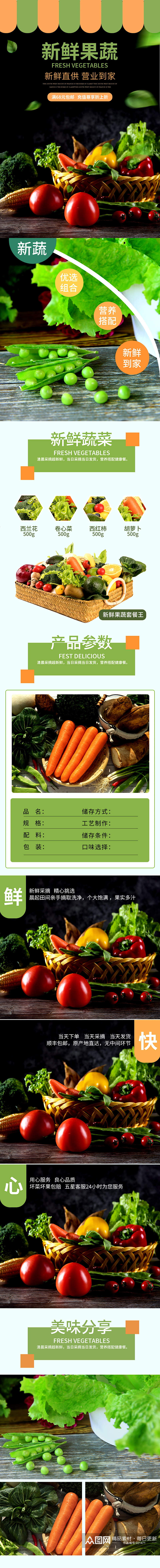 绿色新鲜蔬菜组合电商详情页素材