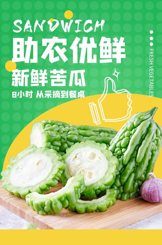 蔬菜青菜食品新鲜苦瓜黄瓜详情页