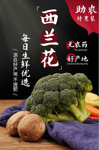 蔬菜生鲜果蔬青菜西兰花青菜叶菜详情页