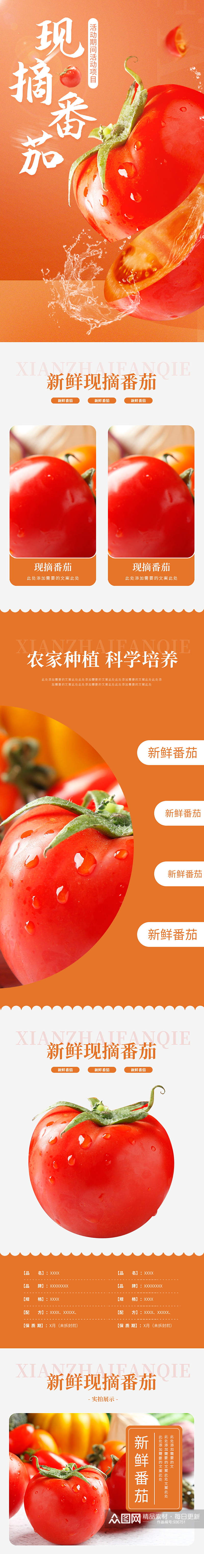天猫新鲜蔬菜番茄圣女果简约风详情页素材