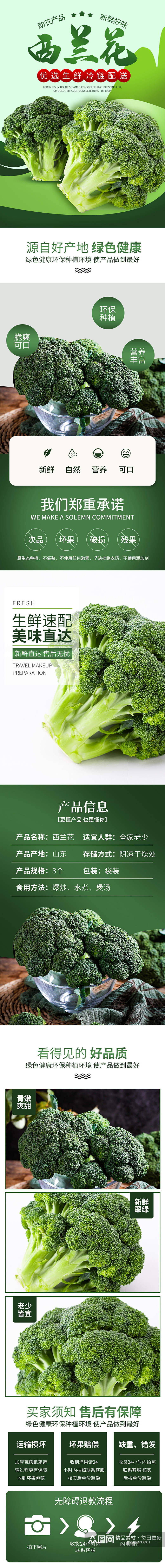 蔬菜生鲜商超市西兰花青菜果蔬瓜果详情页素材