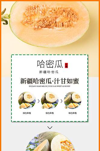 哈密瓜水果食品夏季水果详情页