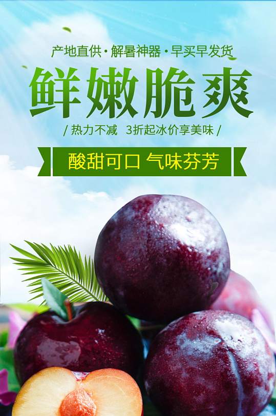 李子水果生鲜促销详情-众图网