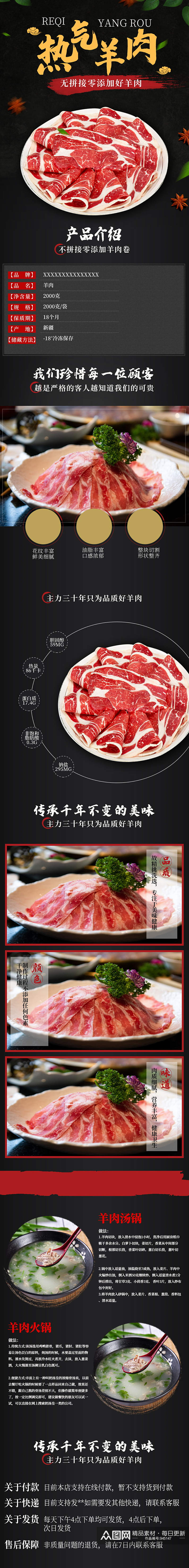 淘宝天猫羊肉羊肉卷食品肉类详情页素材