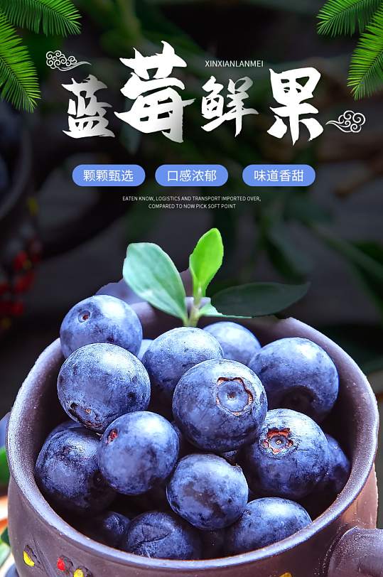 小清新风格水果蓝莓详情页模板
