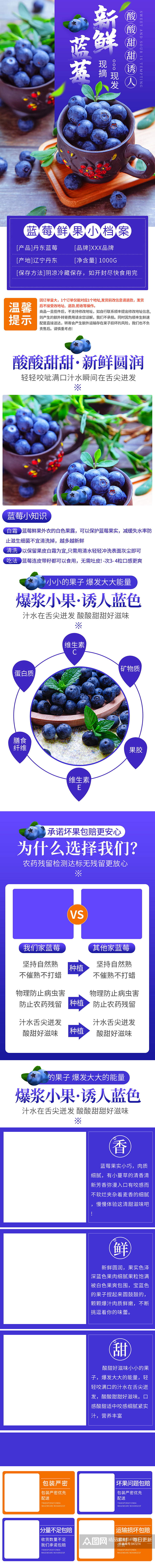 蔬菜水果类蓝莓水果详情页素材