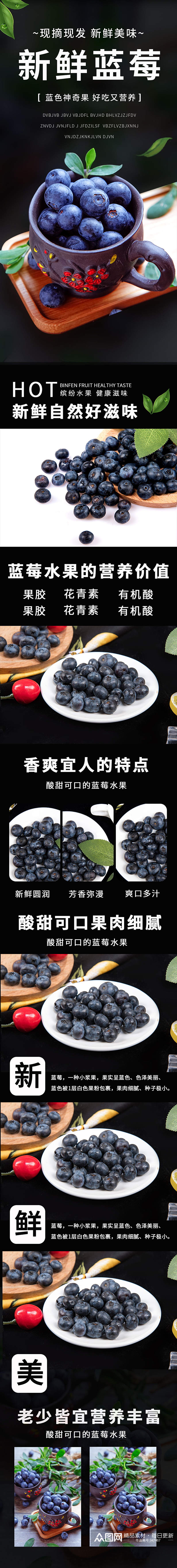 季节性水果生鲜水果蓝莓详情页模板素材