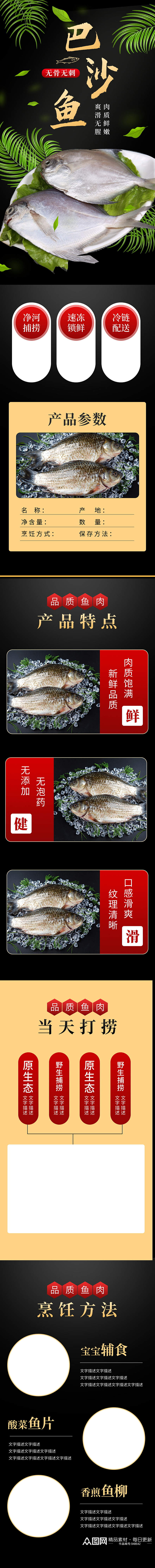 海鲜巴沙鱼生鲜详情页素材