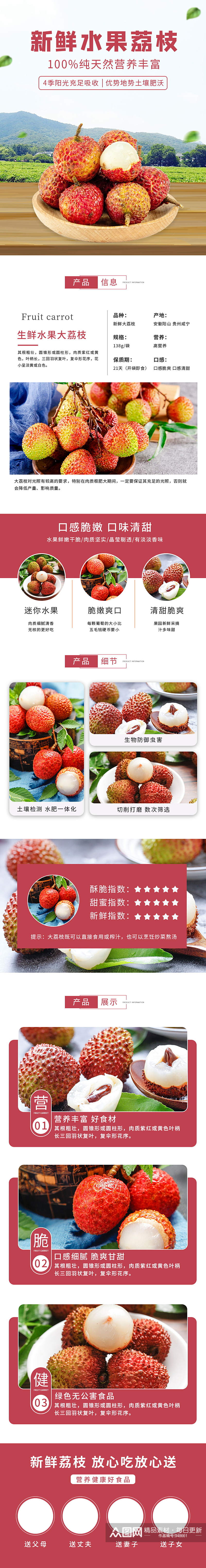 健康水果红色新鲜水果大荔枝详情页素材