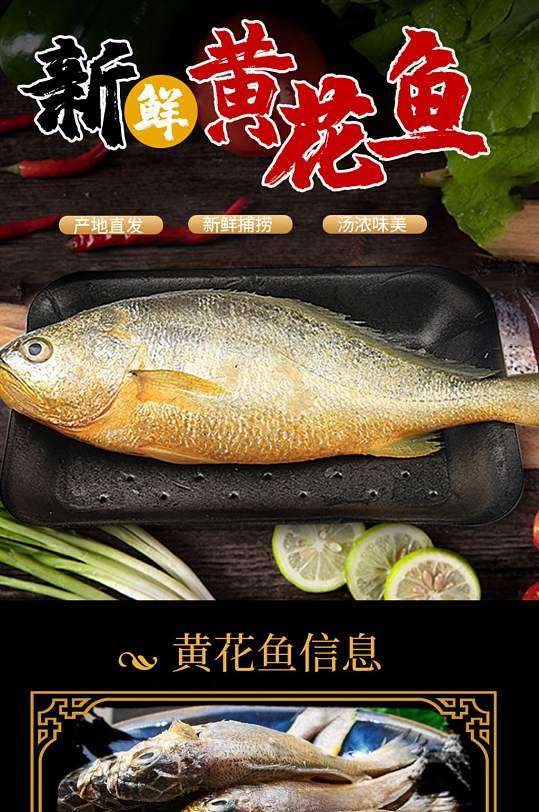 干炸黄花鱼美食展板