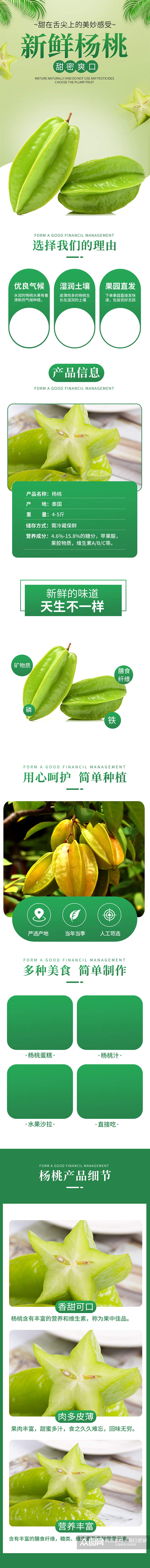 绿色生鲜水果杨桃热带水果详情页素材