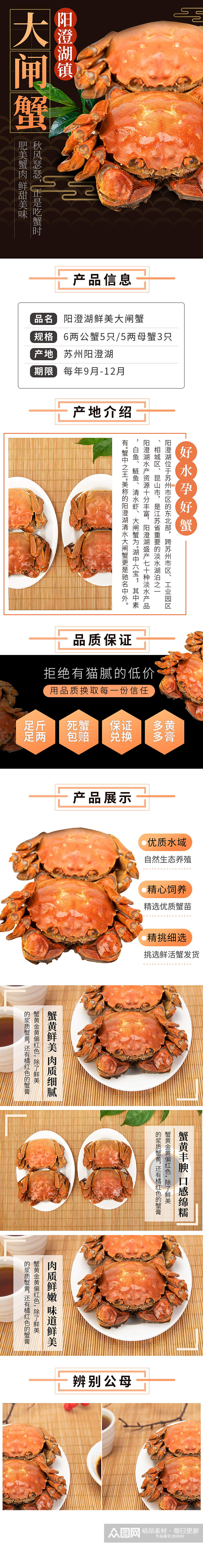 电商海鲜螃蟹详情页素材