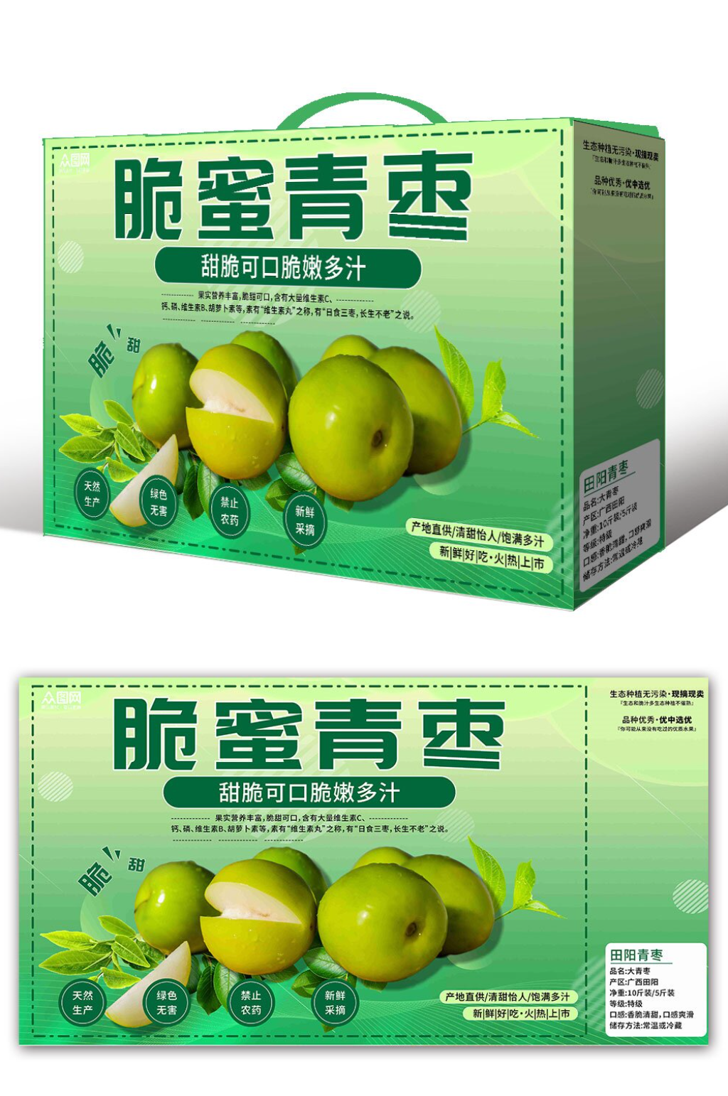 脆蜜青枣水果包装设计素材