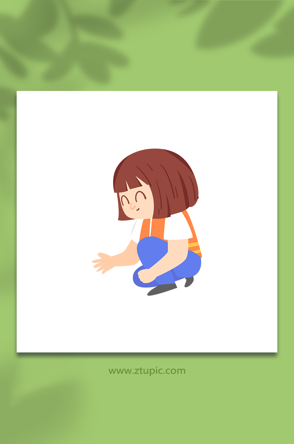 可爱女孩垃圾分类人物元素素材