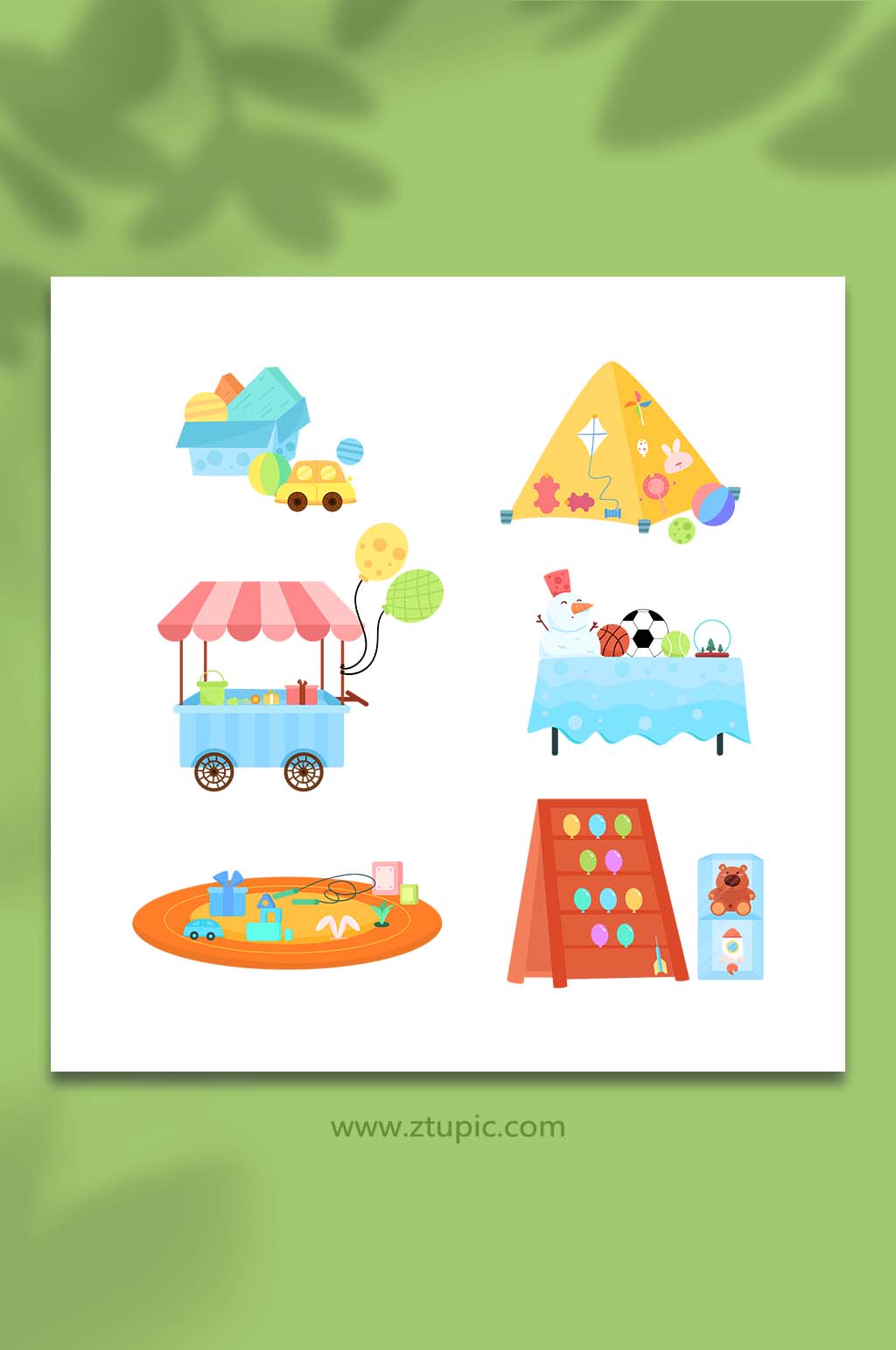 元素合集跳蚤市场义卖物品插画元素素材