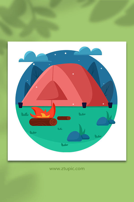 露营户外野营夏令营物品元素插画