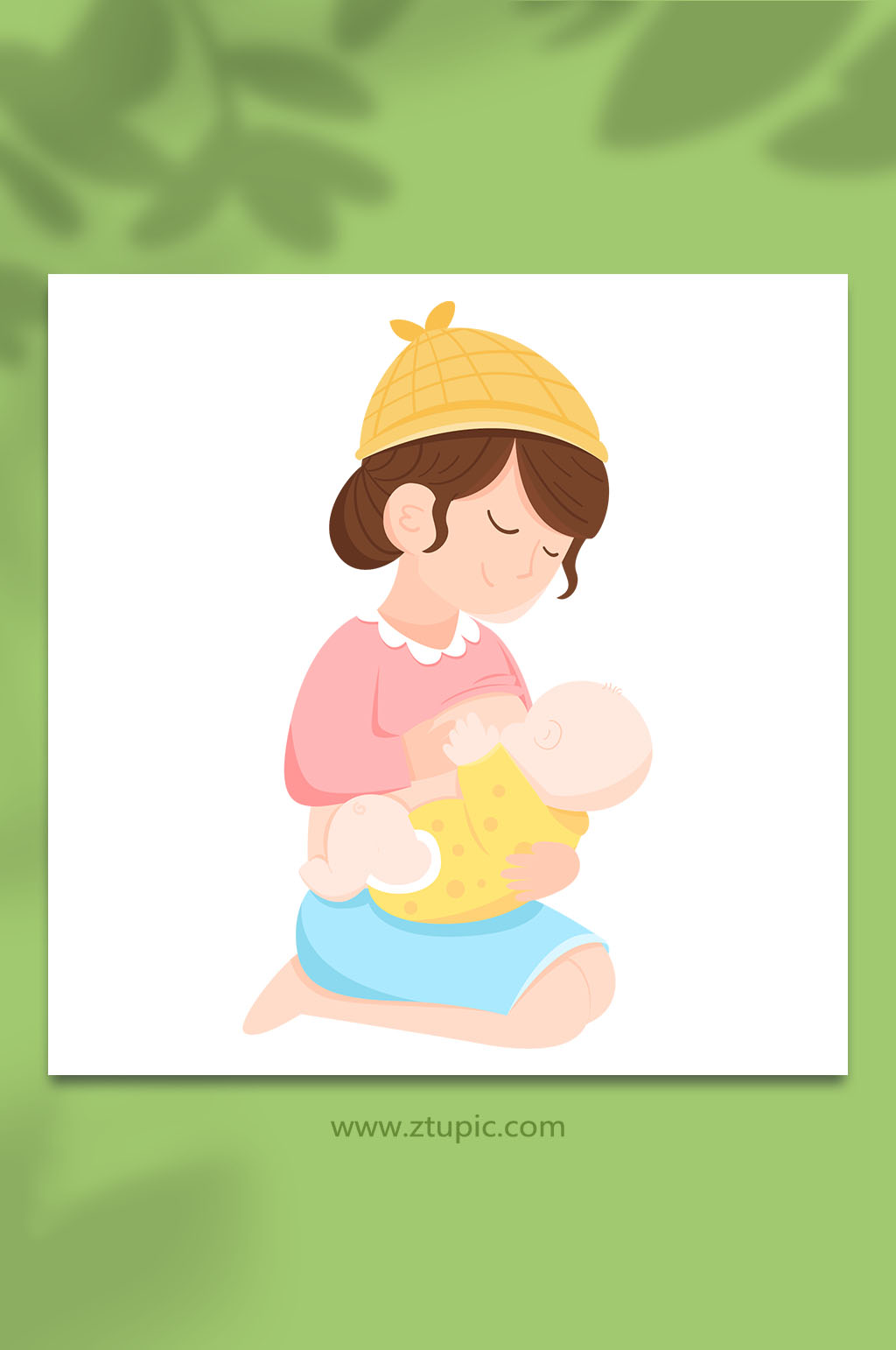 母乳喂养母婴人物插画元素素材