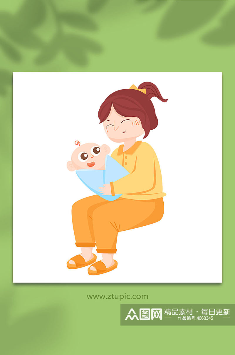 妈妈抱婴儿母乳喂养人物元素素材